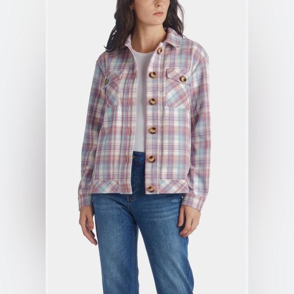 NWT KUT Shaket  Button Down Dusty Rose Blue Colors Size S Pockets - Picture 1 of 8
